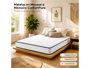 Matelas 140x190 cm <strong>IZTOSS</strong>  <strong>Mousse</strong> Mousse soutien Medium épaisseur 15 cm