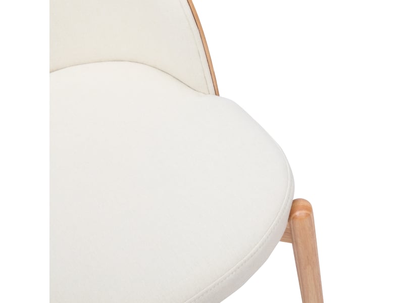  Lot de 4 chaises de salle à manger 57x49x74 cm, dossier en placage de frêne, pour salle à manger, lin, bois naturel  - Conforama E