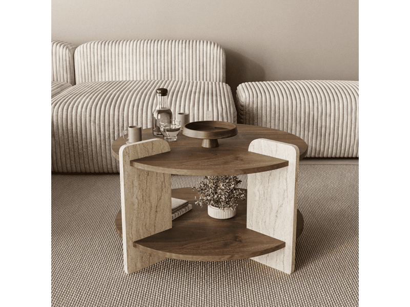 Table basse ronde double plateau d70 cm milo  - Conforama C