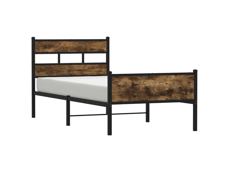 Lit simple- lit adulte - cadre de lit sans matelas chêne fumé 80x200cm bois d'ingénierie - Conforama A