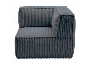 Module angle droit déhoussable pour canapé modulable velours côtelé 90x90 cm gris foncé