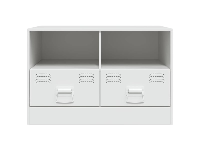  Lot de 2 meuble tv bas salon blanc 67x39x44 cm acier shl25010  - Conforama E