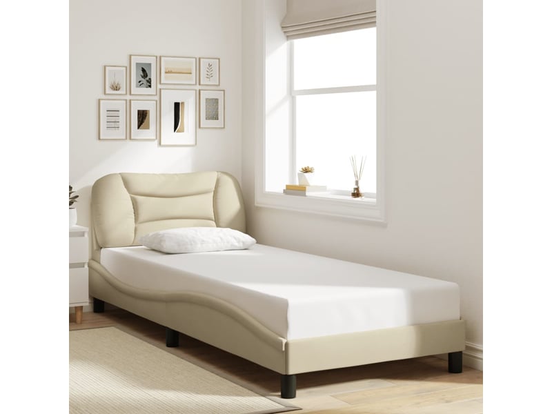  Lit simple- lit adulte -  cadre de lit avec led sans matelas hvar crème 80x200 cm tissu  - Conforama C