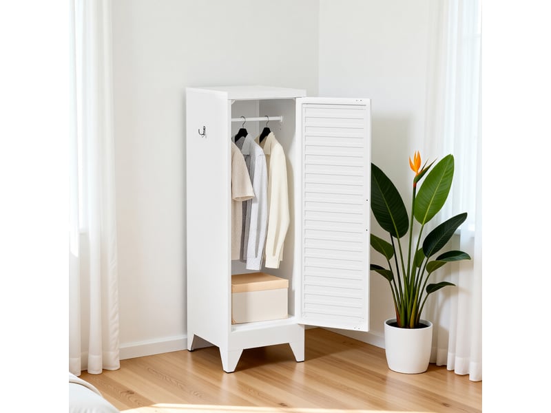 Armoire métallique avec tringle à vêtements, armoire de vestiaire en acier h 120 × l 38 × p 45 cm - Conforama B