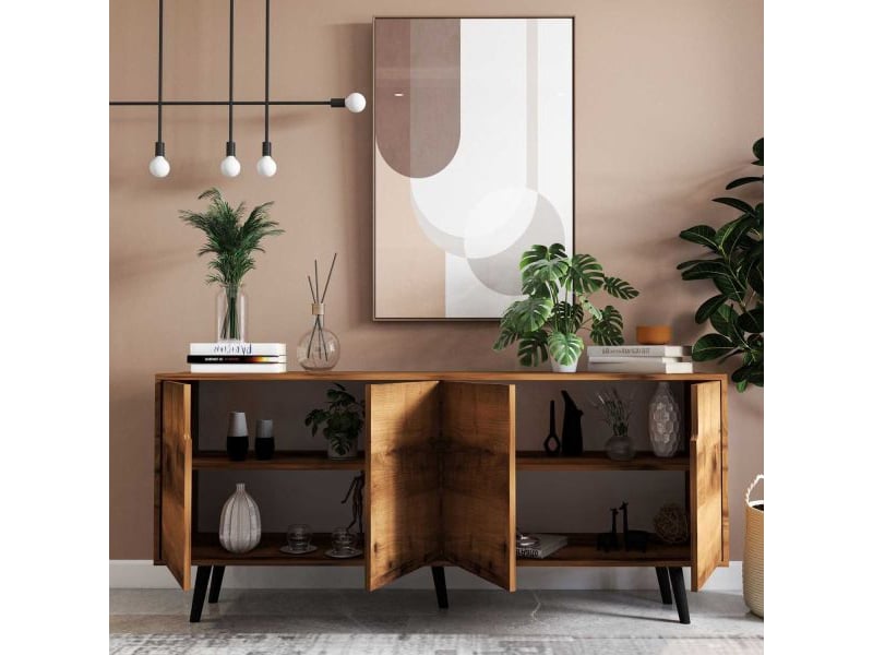  Buffet 4 portes en aggloméré latina modern noyer  - Conforama C