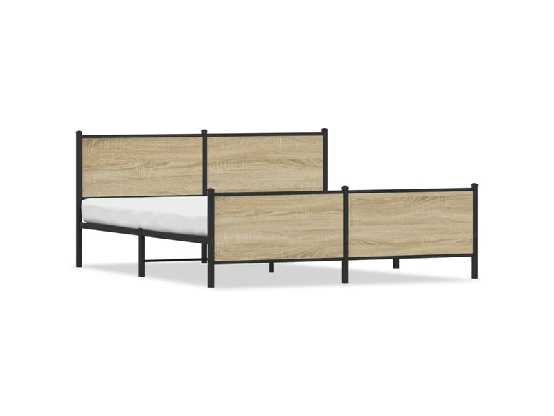  Lit double- lit adulte -  cadre de lit en métal sans matelas chêne sonoma 200x200 cm  - Conforama A