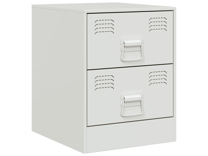  Vidaxl table de nuit blanc acier 2 tiroirs meuble rangement moderne 34,5x39x44 cm chambre coucher  - Conforama C