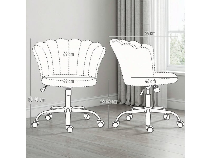  Fauteuil de bureau réglable à roulettes en velours blanc evryae  - Conforama D