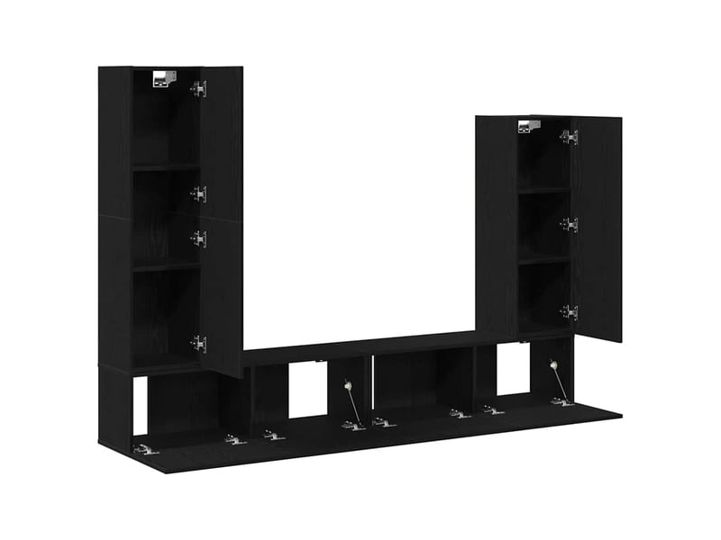  Ensemble meuble tv - banc tv - meuble de rangement 6 pcs chêne noir bois d'ingénierie  - Conforama D