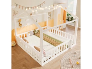 Lit cabane 90x190 cm coloris blanc