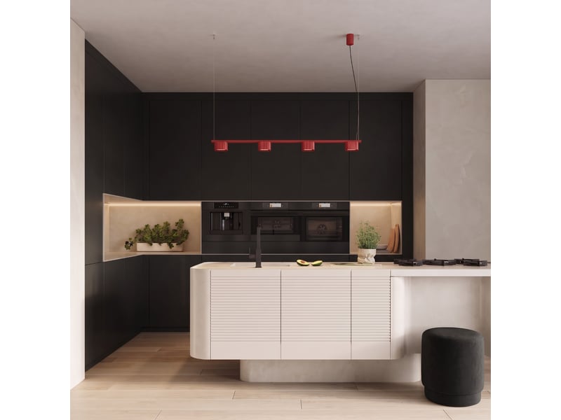 Lustre riff 4 rouge gx53 aluminium moderne 208x122x10cm SL.3090 - Conforama B