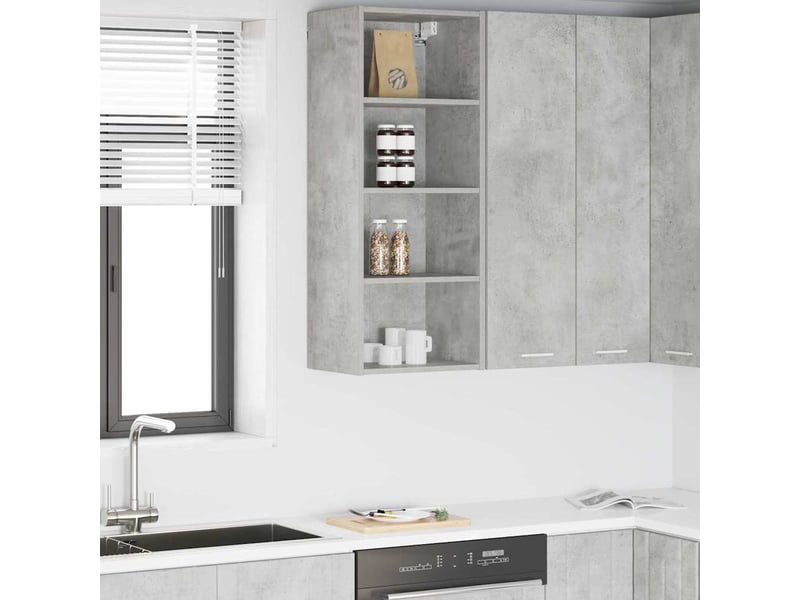  Meuble de rangement cuisine, armoire suspendue gris béton 40x29,5x100cm  - Conforama B
