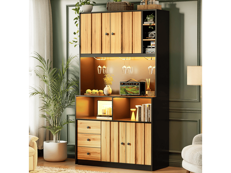 Buffet de cuisine haut 180 cm, meuble rangement cuisine 100x40 cm avec capacité de charge maximale de 50 kg - Conforama B