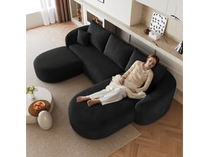Canapé d'angle, canapé modulable — forme u, noir, 266 cm, sans montage
