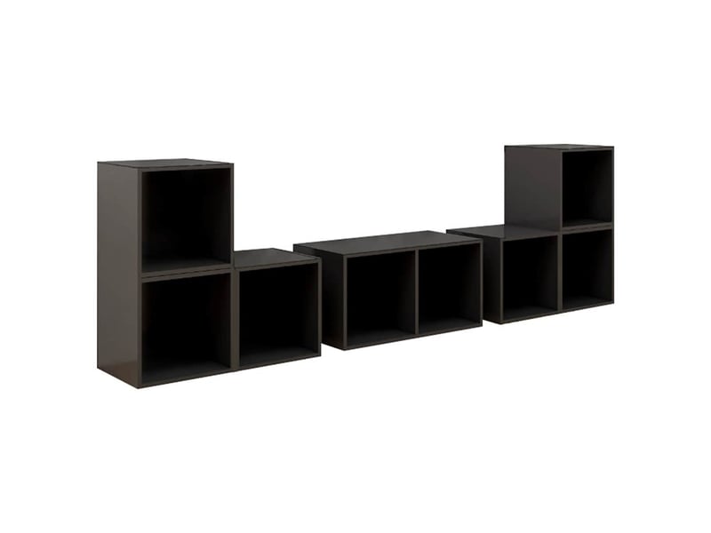  Ensemble de meubles tv 6 pcs gris brillant bois d'ingénierie  - Conforama A