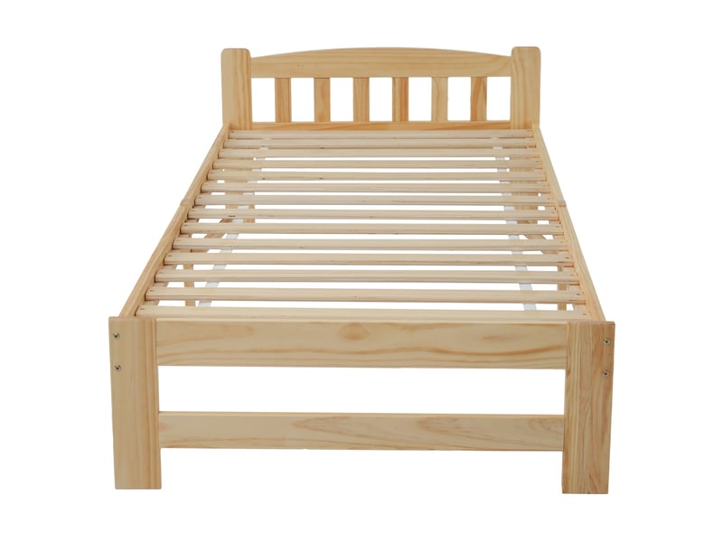 Lit simple 90x200 cm en bois de pin naturel avec tête de lit et sommier  - Conforama E