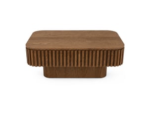 Table basse rectangulaire en mdf plaqué bois, rangement caché et finition bois foncé pour le salon moderne