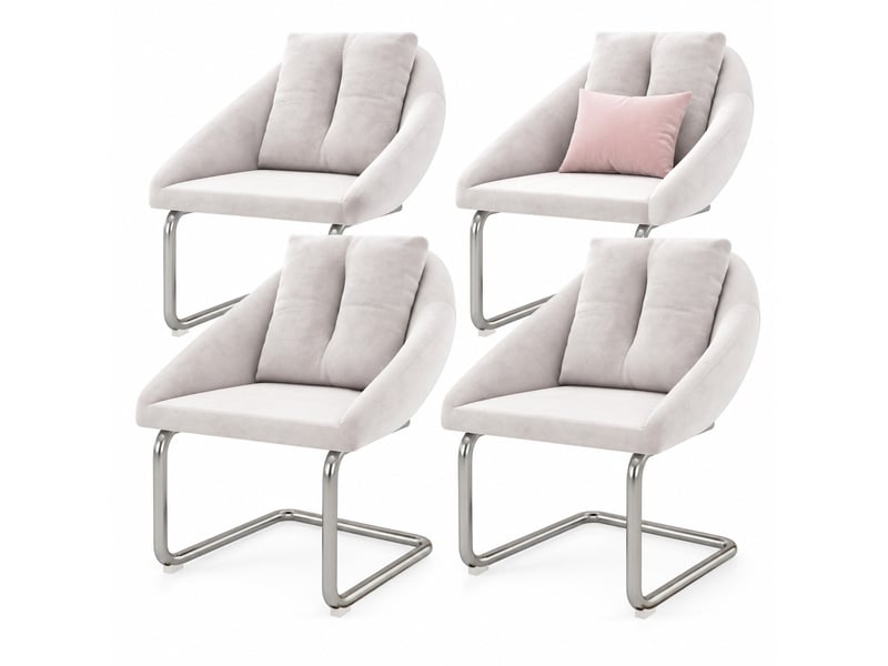  Chaise de salle à manger lot de 4 pivotantes ergonomiques avec dossier enveloppant et pieds en métal, en velours beige  - Conforama A