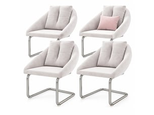 Chaise de salle à manger lot de 4 pivotantes ergonomiques avec dossier enveloppant et pieds en métal, en velours beige
