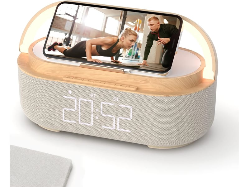  Radio-réveil numérique, enceinte bluetooth avec chargeur usb, réveil intelligent, fonction snooze, veilleuse, écran led à luminosité réglable  - Conforama A