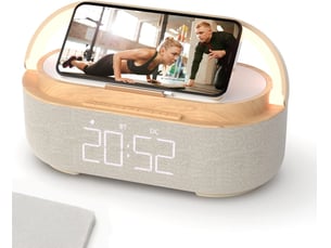Radio-réveil numérique, enceinte bluetooth avec chargeur usb, réveil intelligent, fonction snooze, veilleuse, écran led à luminosité réglable