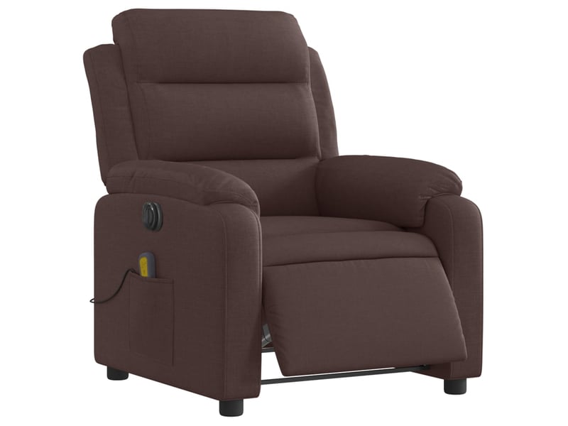  Fauteuil de relaxation tv fonction d'inclinaison électrique en tissu marron foncé dec027195  - Conforama A