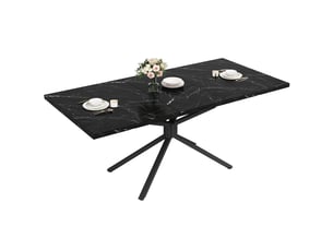 Table à manger 120x90x75 cm - extensible - 6 places - 4 à 6 personnes - mdf - usage quotidien - design moderne - pour repas en famille - noir