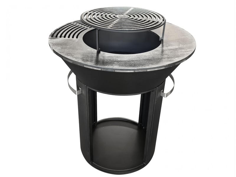  Barbecue rond grand avec plaque d'acier rond et grill en acier coloris noir EFP59B ROUND - Conforama C