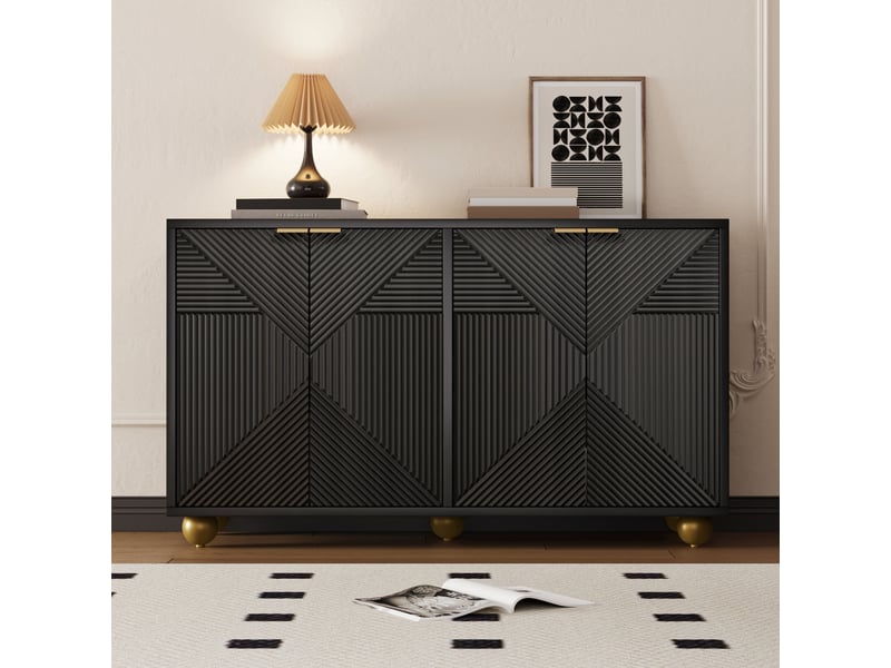  Buffet 4 porte(s) 0 tiroir(s) - 120 cm noir mdf buffet noir - Conforama B