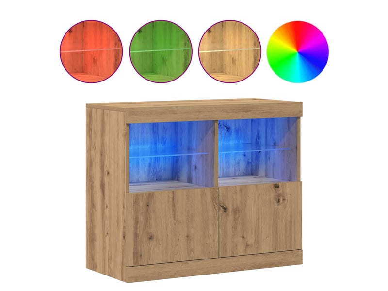 Buffet - bahut - meuble de rangement led marron 81 x 37 x 66,5 cm bois d'ingénierie - Conforama D
