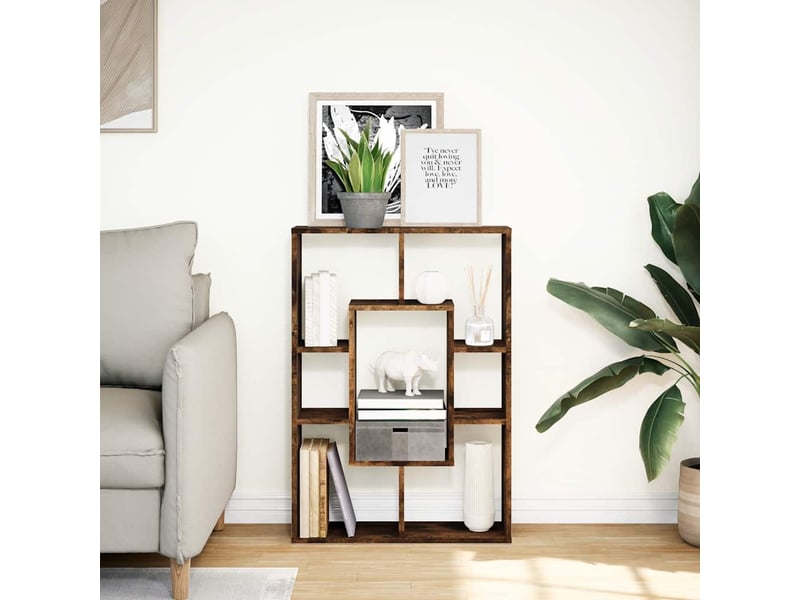  Bibliothèque, étagère de rangement chêne fumé 63x20x90 cm bois d'ingénierie  - Conforama C