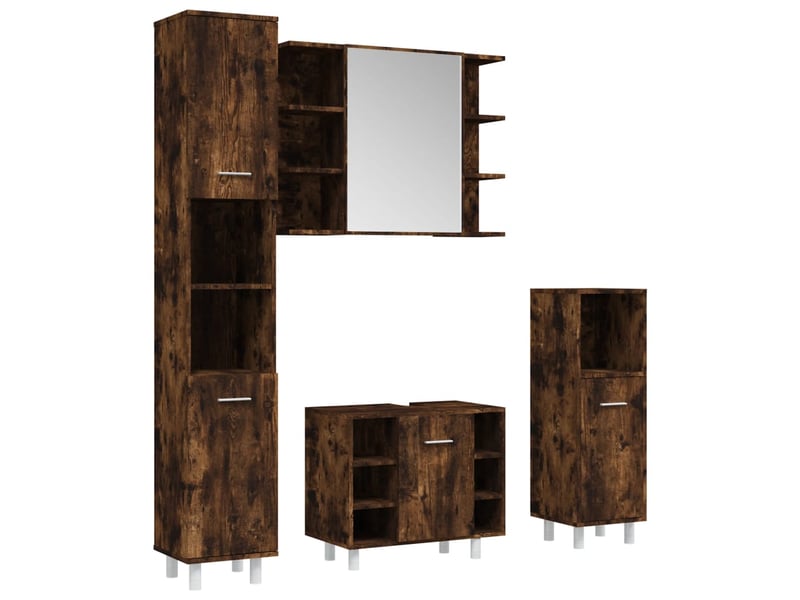 Ensemble d'armoires de salle de bain 4 pcs chêne fumé cf63020 - Conforama A
