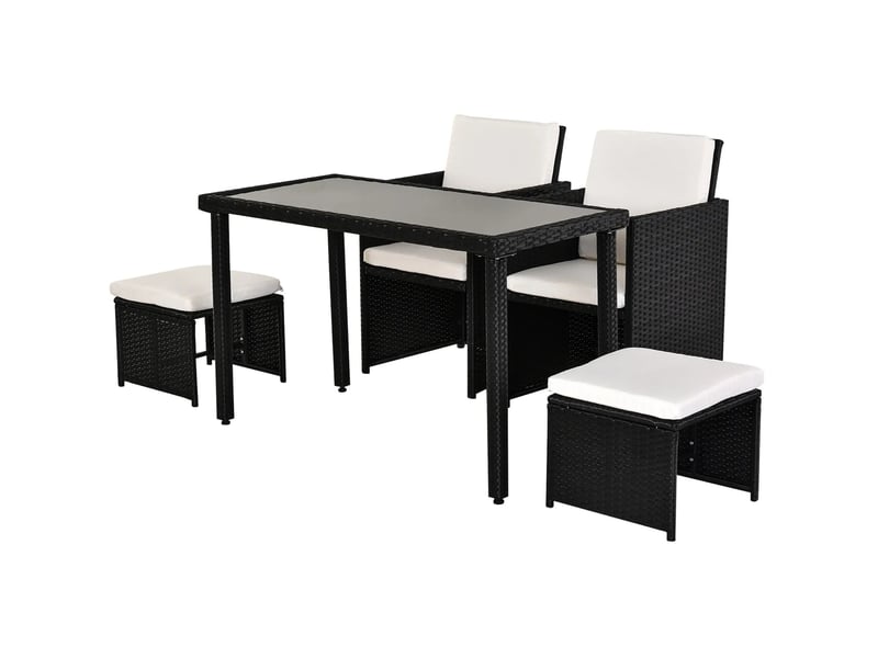  Ensemble repas de jardin 11 pièces 120x60x75 cm métal noir résistant aux intempéries  - Conforama A