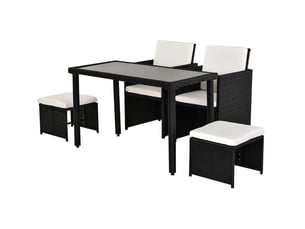 Ensemble repas de jardin 11 pièces 120x60x75 cm métal noir résistant aux intempéries