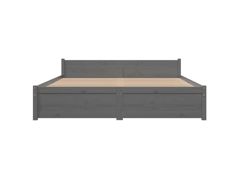  Lit double- lit adulte -  cadre de lit sans matelas gris bois massif 135x190 cm  - Conforama C