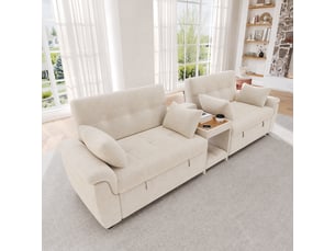Canapé d'angle panoramique convertible  OMNIGLINT TRADING LTD 4 places Tissu beige