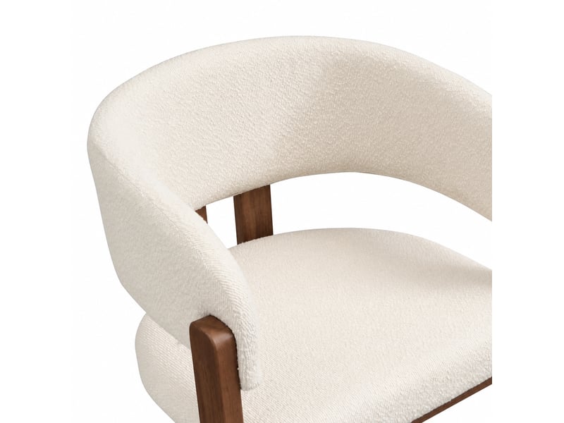  Lot de 2 chaises de salle à manger avec accoudoirs en bouclette beige, coloris noyer  - Conforama R