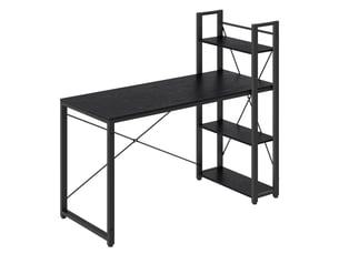 Bureau avec étagères réversible à gauche ou à droite, longueur 137,2 cm, table d'ordinateur, pour bureau à domicile, montage facile, noir boisé