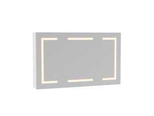 Armoire miroir salle de bain avec miroir led, 100x60 cm - prise - étagère réglable - 3 température de couleur réglable - fonction antibuée - distributeur de papier intégré - mémoire intelligente - 3 portes