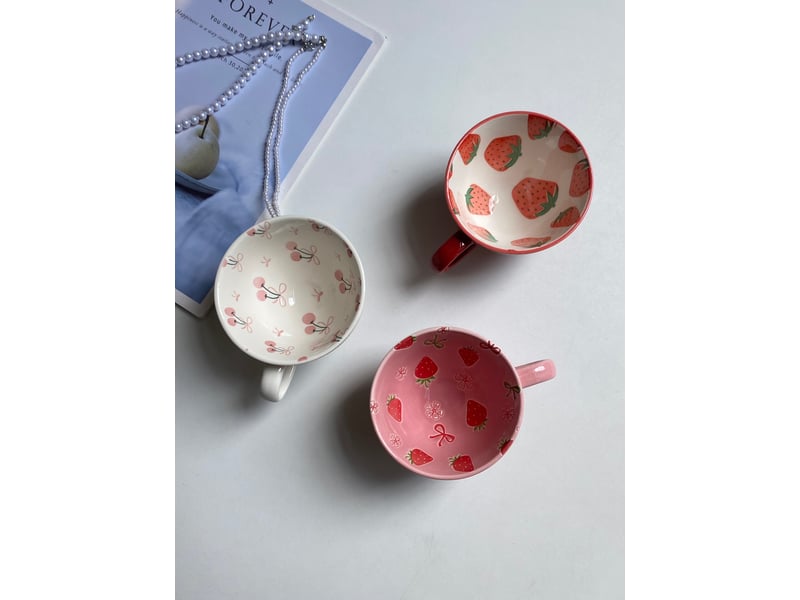  Tasse en céramique, fraise rose foncé, 300 ml, à l’unité  - Conforama D