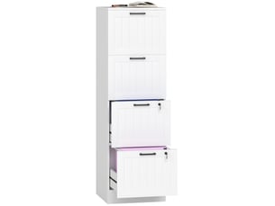 Caisson de bureau 4 tiroirs avec serrure bois blanc 40 x 40 x 131 cm