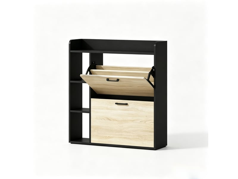  Meuble à chaussures modèle slim, rangement 15 paires, 2 compartiments basculants, entrée appartement  - Conforama A