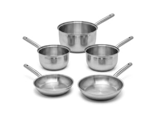 Lot de 3 casseroles 182022 cm et 2 poêles 2428 cm en inox fackelmann rhona