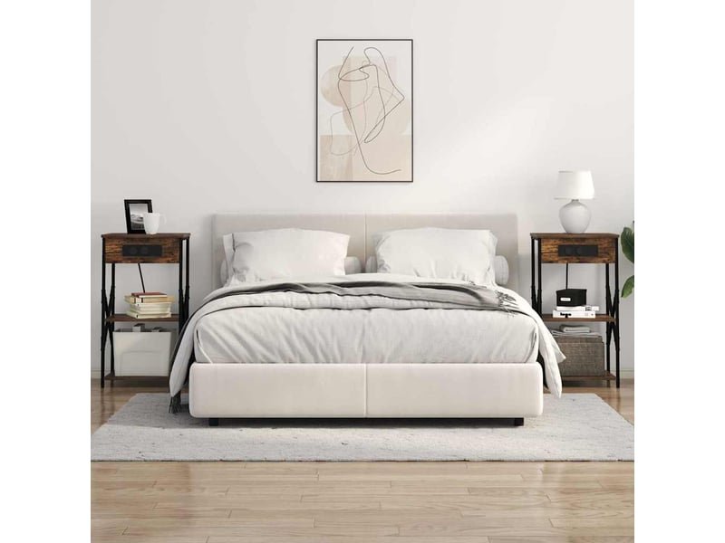  Table de chevet avec étagère 2 pièces chêne fumé 41 x 31 x 76 cm  - Conforama D