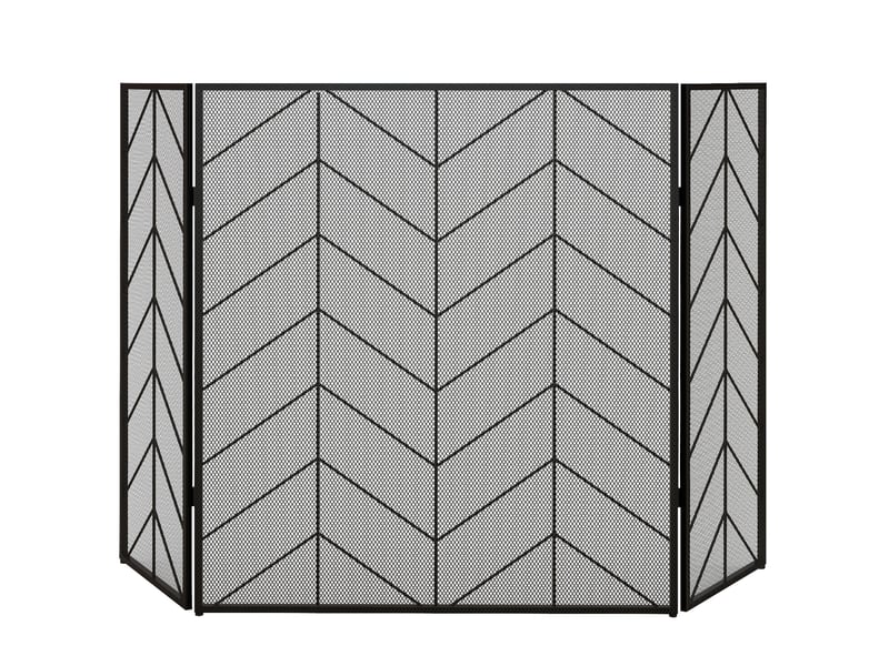 Pare-feu cheminée pliable 3 panneaux 135 x 85 cm acier noir homvra - Conforama A