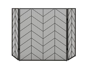 Pare-feu cheminée pliable 3 panneaux 135 x 85 cm acier noir homvra