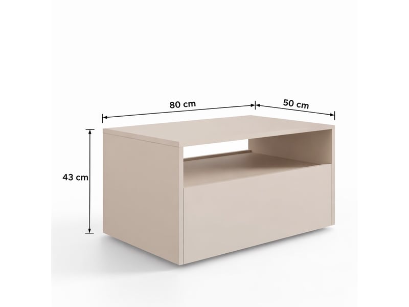  Table basse lino 80 x 50 cm - roulettes et tiroir, cachemire LINO/LAW/80x50/K - Conforama E