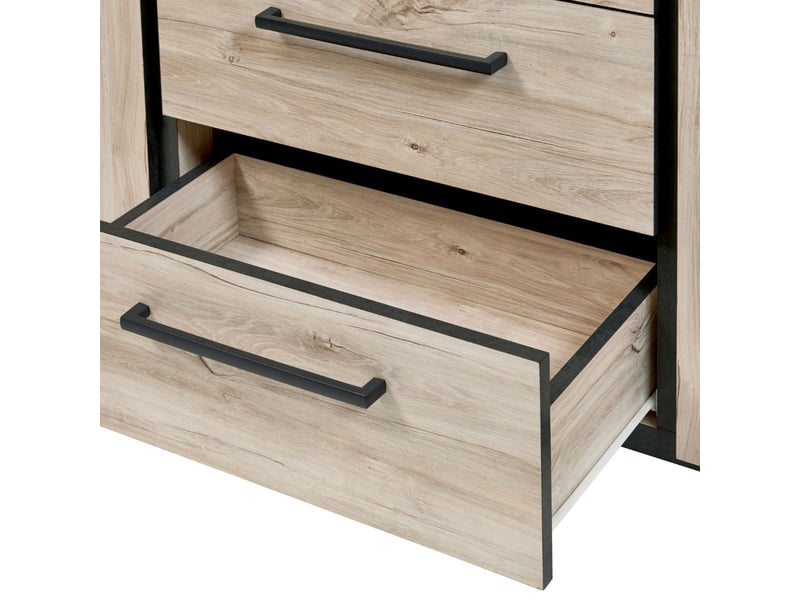  Buffet 2 portes 3 tiroirs finition chêne clair et gris ardoise - hadès HADÈS - Conforama D