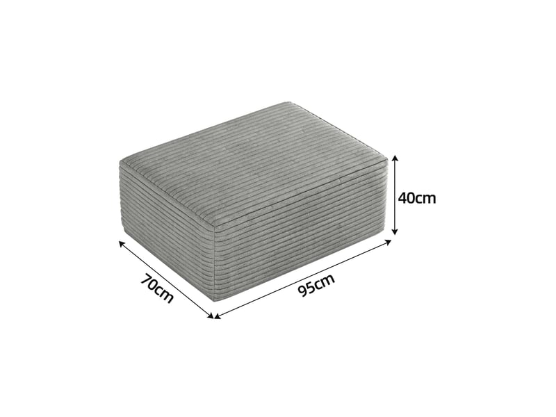  Pouf rectangulaire 95 x 70 x 40 cm en velours côtelé gris  - Conforama C