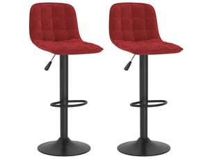Lot de 2 tabouret de bar, chaise de bar rouge bordeaux velours shl32640